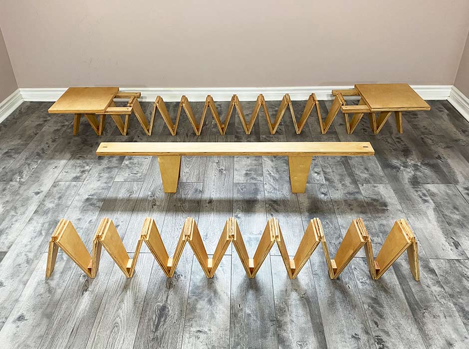 Flex bed frame with center beam exposed.