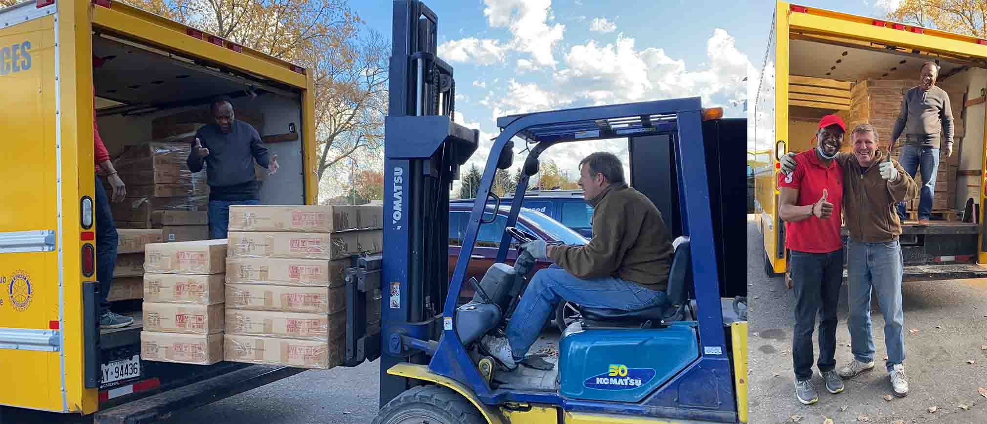 Quagga team loading up a truck with Quagga bed frames.
